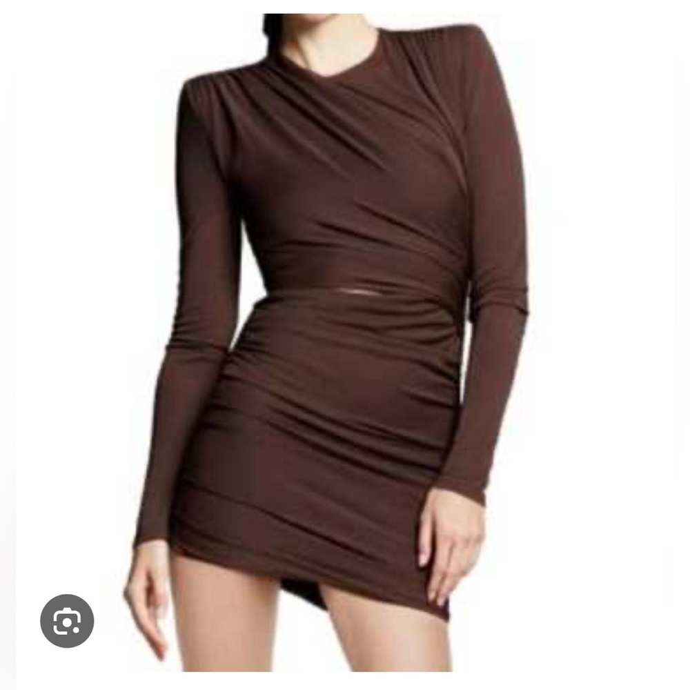 NWT Zara Brown Long Sleeve Drapped Dress